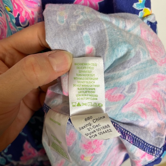 Lilly Pulitzer Floral Cotton Tiered Mini Dress S Bright Pink Blue Sundress - Picture 9 of 12